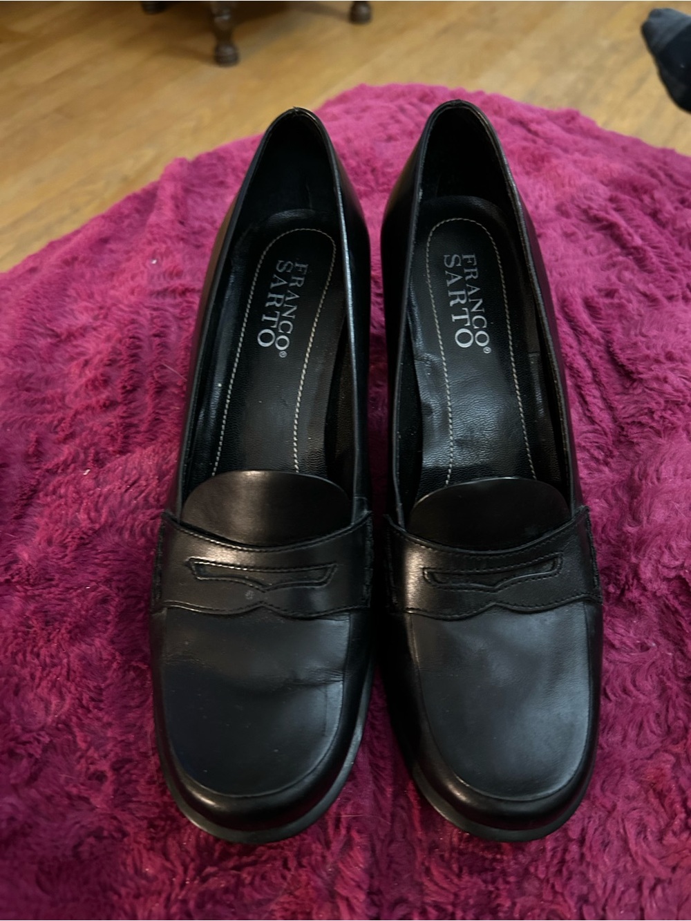 Franco Sarto Women's Black Leather Penny Loafers 6.5